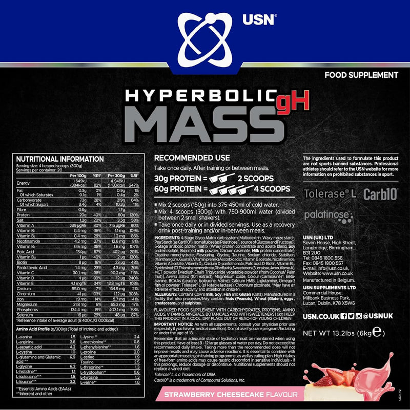 USN Hyperbolic Mass gH 6kg Powder