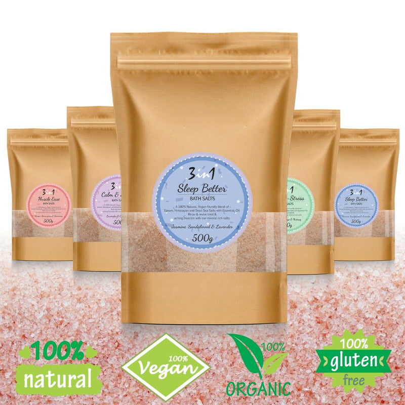 3in1 Scented Bath Salts Epsom Pink Himalayan & Dead Sea Salts