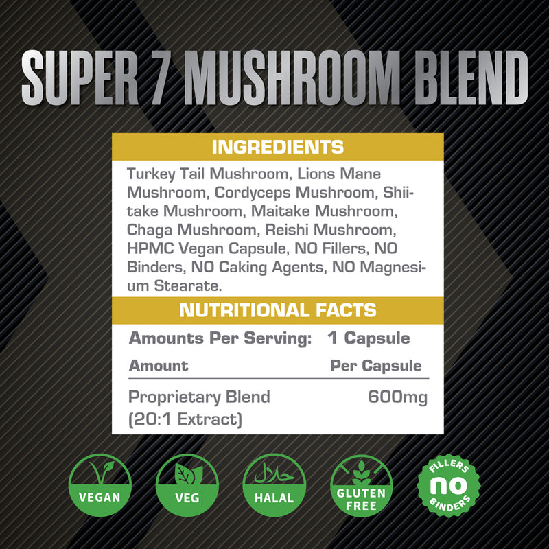 XCelerate Nutrition Super 7 Mushroom Blend Capsules