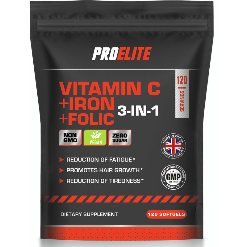 PROELITE Vitamin C + Iron + Folic Softgels