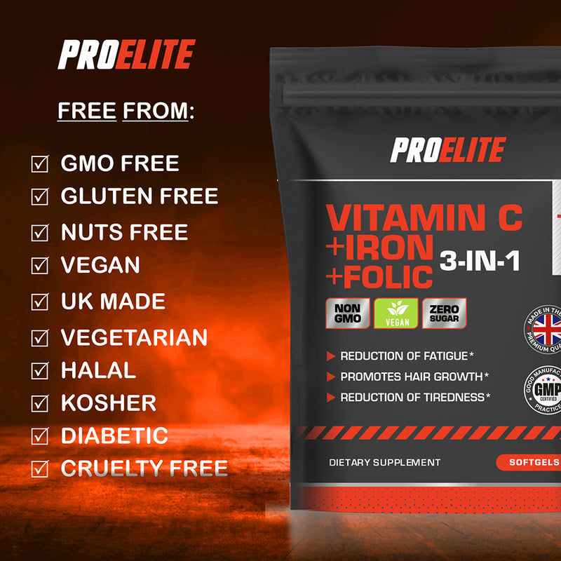 PROELITE Vitamin C + Iron + Folic Softgels