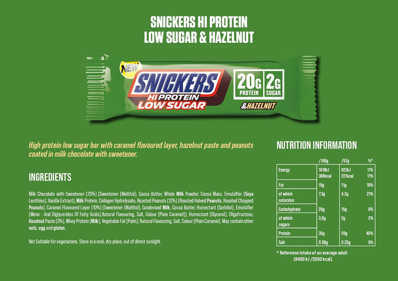 Snickers Hi Protein Low Sugar Bar 12x57g