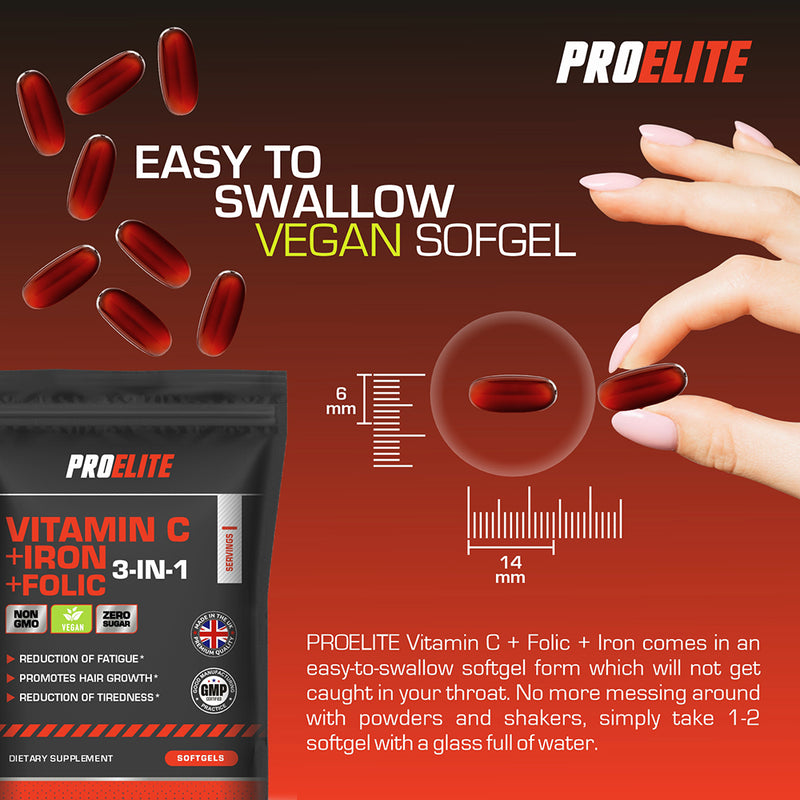 PROELITE Vitamin C + Iron + Folic Softgels