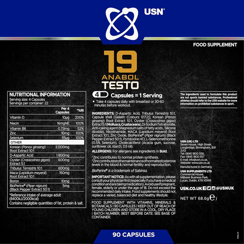 USN 19 Anabol Testo 90 Capsules